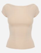 by swan T-shirt bej deschis din bumbac cu croială ajustată cu decolteu barcă Galerissa
