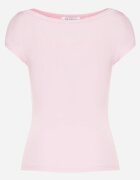 by swan T-shirt Roz din Bumbac cu Croi Mulat și Decolteu Bărcuță Galerissa
