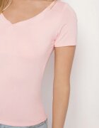 by swan T-shirt Roz din Viscoză cu Croială mulată cu Decolteu în V Folarisse