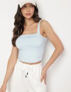 by swan Top Ajustat Albastru din Viscoză cu Bretele Late Limare
