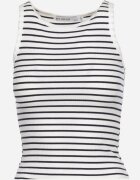 by swan Top Alb-Bleumarin Clasic Elastic din Bumbac cu Dungi Oglea
