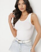by swan Top Alb din Bumbac din Tricot Reiat Efrima