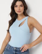 by swan Top albastru deschis de bumbac cu decupaj decorativ Sallire