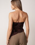 by swan Top fără bretele cu fason asimetric și motiv floral Lirema Maro