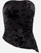 by swan Top fără bretele cu fason asimetric și motiv floral Lirema Negru