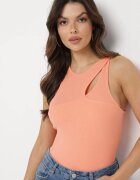 by swan Top Portocaliu din Bumbac cu Decupaj Decorativ Sallire