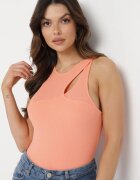 by swan Top Portocaliu din Bumbac cu Decupaj Decorativ Sallire