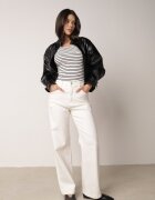 by swan Tricou Alb-Bleumarin din Bumbac cu Mânecă Scurtă în Dungi Ernlea