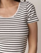 by swan Tricou Alb-Bleumarin din Bumbac cu Mânecă Scurtă în Dungi Ernlea