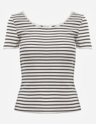 by swan Tricou Alb-Bleumarin din Bumbac cu Mânecă Scurtă în Dungi Ernlea