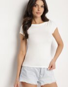 by swan Tricou alb din bumbac cu croi mulat cu decolteu barcă Galerissa