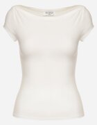 by swan Tricou alb din bumbac cu croi mulat cu decolteu barcă Galerissa