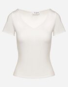 by swan Tricou Alb din Vascoză cu Croială Ajustată cu Decolteu în V Folarisse