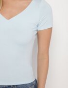 by swan Tricou Albastru deschis cu Vâscoză cu croială ajustată cu decolteu în V Folarisse