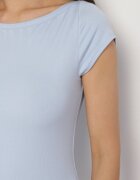 by swan Tricou Albastru deschis din Bumbac cu Croială Ajustată cu Decolteu Bărcuță Galerissa