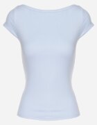 by swan Tricou Albastru deschis din Bumbac cu Croială Ajustată cu Decolteu Bărcuță Galerissa