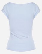 by swan Tricou Albastru deschis din Bumbac cu Croială Ajustată cu Decolteu Bărcuță Galerissa