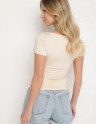 by swan Tricou Bej deschis din Viscoză cu Croială mulată cu Decolteu în V Folarisse