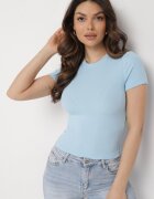 by swan Tricou din bumbac elastic Albastru deschis Lireanne