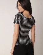 by swan Tricou Negru-Alb din bumbac cu mânecă scurtă în dungi Ernlea