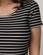 by swan Tricou Negru-Alb din bumbac cu mânecă scurtă în dungi Ernlea