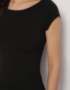 by swan Tricou Negru din Bumbac Croi mulat cu Decolteu bărcuță Galerissa