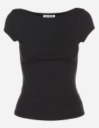 by swan Tricou Negru din Bumbac Croi mulat cu Decolteu bărcuță Galerissa