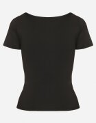 by swan Tricou Negru din Viscoză cu Croială Ajustată cu Decolteu în V Folarisse