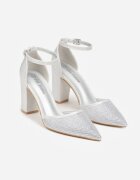 c&l fashion Pantofi stiletto argintii cu toc decorate cu sclipici și zirconii Prisnara