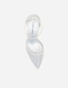 c&l fashion Pantofi stiletto argintii cu toc decorate cu sclipici și zirconii Prisnara