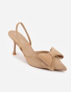 c&l fashion Pantofi stiletto Bej închis din imitație de piele întoarsă cu călcâiul descoperit și aplicație cu fundă Asteodora