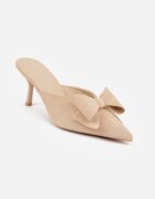 c&l fashion Papuci Bej pe toc cui Tip mule decorate cu fundă Lorailea
