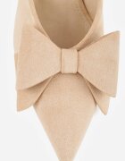 c&l fashion Papuci Bej pe toc cui Tip mule decorate cu fundă Lorailea