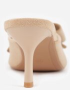c&l fashion Papuci Bej pe toc cui Tip mule decorate cu fundă Lorailea