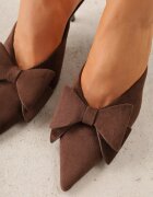 c&l fashion Papuci Maro cu Toc Stiletto Tip Mule Decorați cu Fundiță Lorailea