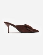 c&l fashion Papuci Maro cu Toc Stiletto Tip Mule Decorați cu Fundiță Lorailea