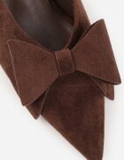 c&l fashion Papuci Maro cu Toc Stiletto Tip Mule Decorați cu Fundiță Lorailea