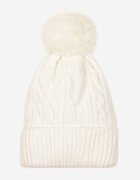  Căciulă bej deschis cu Pompon Decorată cu model împletit Emmirae