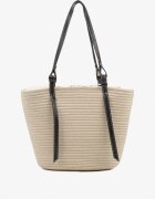 caely Geantă shopper Bej din Bumbac cu model croșetat Luniatena