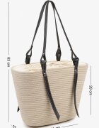 caely Geantă shopper Bej din Bumbac cu model croșetat Luniatena