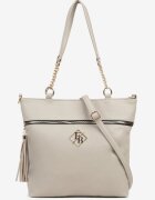 caely Geantă Shopper bej închis cu Mânere Decorative și Aplicație și Curea Suplimentară și Aplicație Idariona
