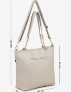 caely Geantă Shopper bej închis cu Mânere Decorative și Aplicație și Curea Suplimentară și Aplicație Idariona