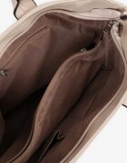 caely Geantă Shopper Bej închisă cu Aplicație Metalică și Curea de Umăr Suplimentară Idalenna