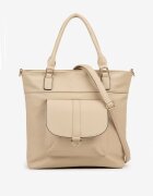 caely Geantă shopper bejă cu buzunar decorativ și curea suplimentară Frosima