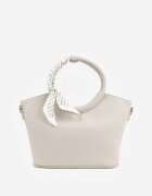 caely Geantă shopper de mână cu eșarfă decorativă mânere rotunde și curea Eudessa Gri
