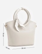 caely Geantă shopper de mână cu eșarfă decorativă mânere rotunde și curea Eudessa Gri
