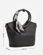caely Geantă shopper de mână cu eșarfă decorativă mânere rotunde și curea Eudessa Neagră