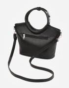 caely Geantă shopper de mână cu eșarfă decorativă mânere rotunde și curea Eudessa Neagră