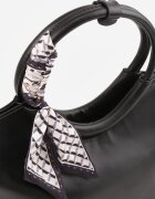 caely Geantă shopper de mână cu eșarfă decorativă mânere rotunde și curea Eudessa Neagră
