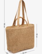 caely Geantă shopper împletită bej închis cu ornament metalic Feleriona